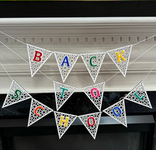 Colorful Back To School White Wooden Banner