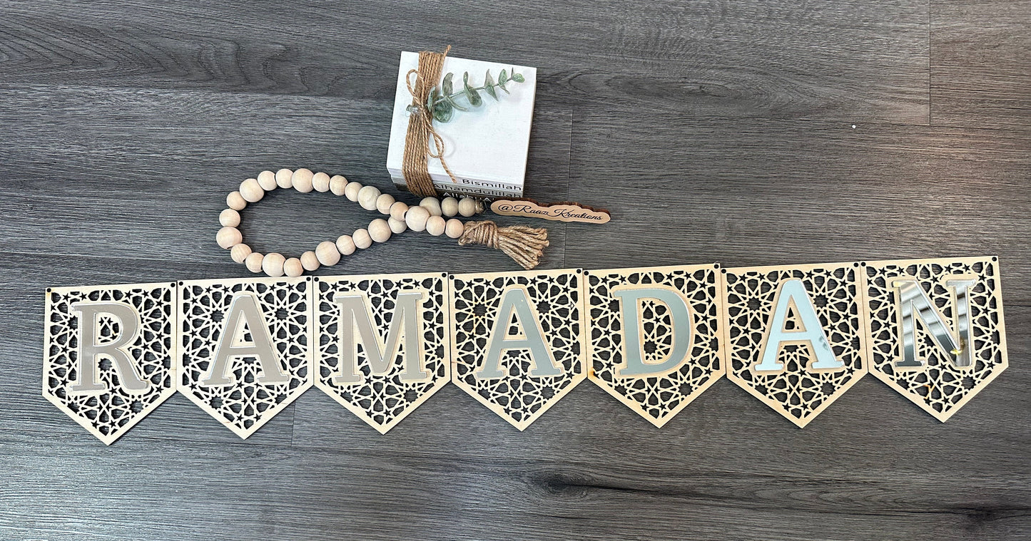 Geometric 2023 Design | Ramadan Mubarak Banner | Eid Banner | Wooden and Acrylic Banner | Eid Mubarak | Ramadan Mubarak