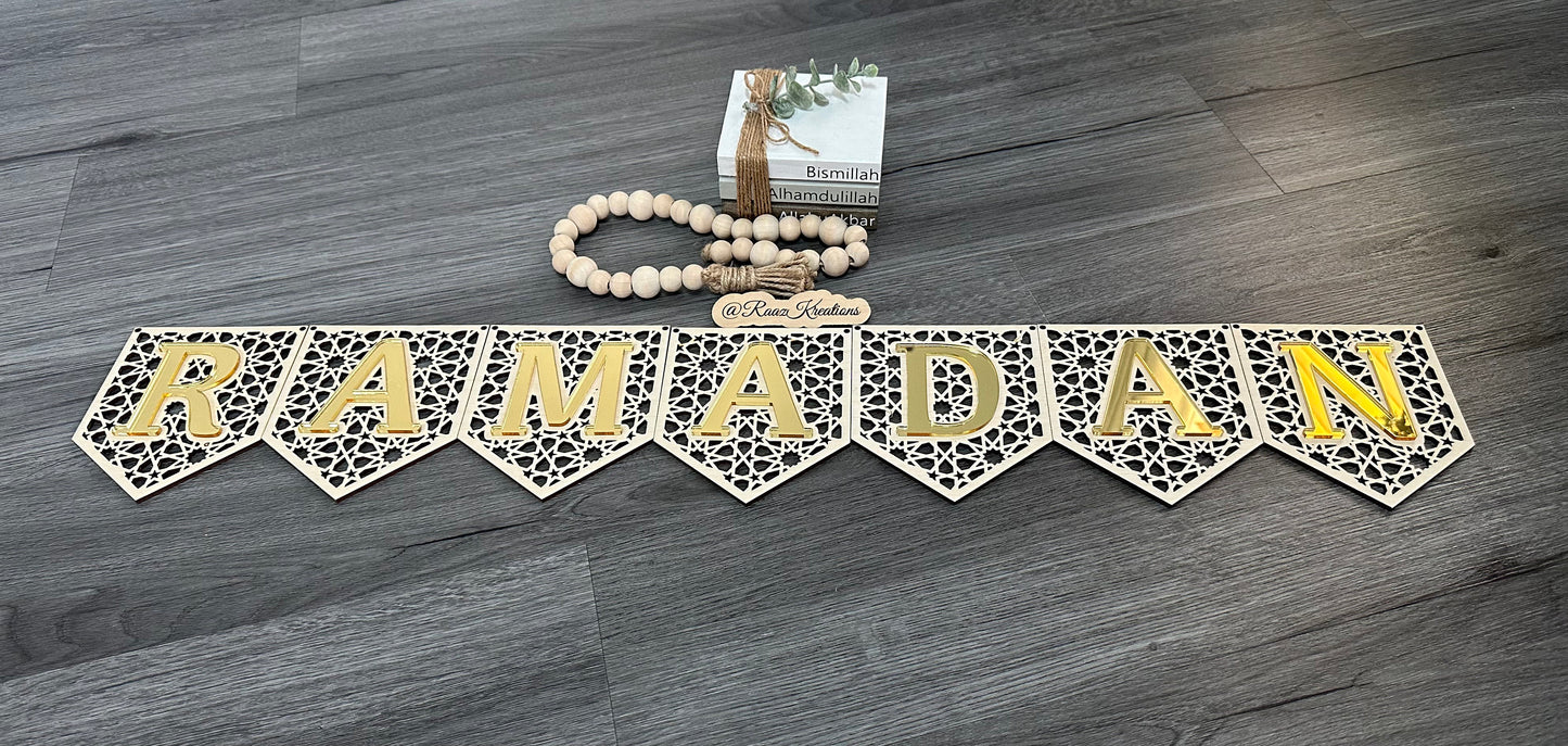 Geometric 2023 Design | Ramadan Mubarak Banner | Eid Banner | Wooden and Acrylic Banner | Eid Mubarak | Ramadan Mubarak