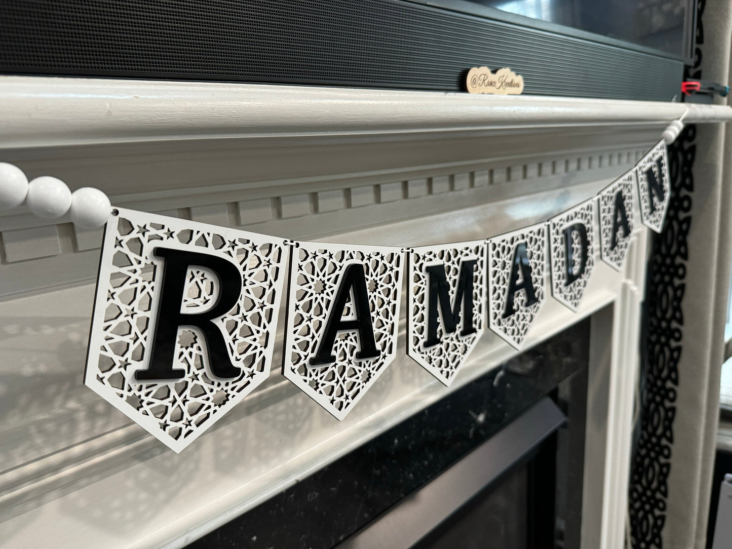 White | Geometric 2023 Design | Ramadan Mubarak Banner | Eid Banner | Wooden and Acrylic Banner | Ramadan Mubarak | Limited Edition