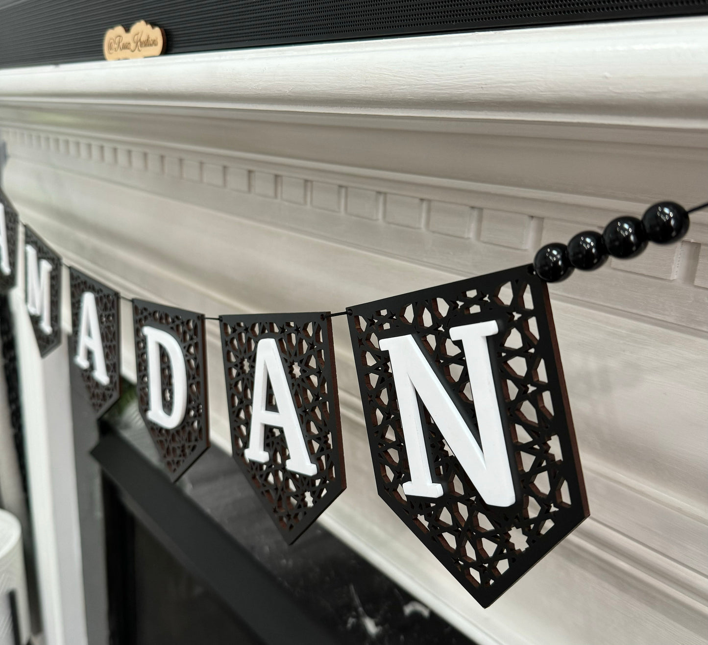 Black | Geometric 2023 Design | Ramadan Mubarak Banner | Eid Banner | Wooden and Acrylic Banner | Ramadan Mubarak | Limited Edition